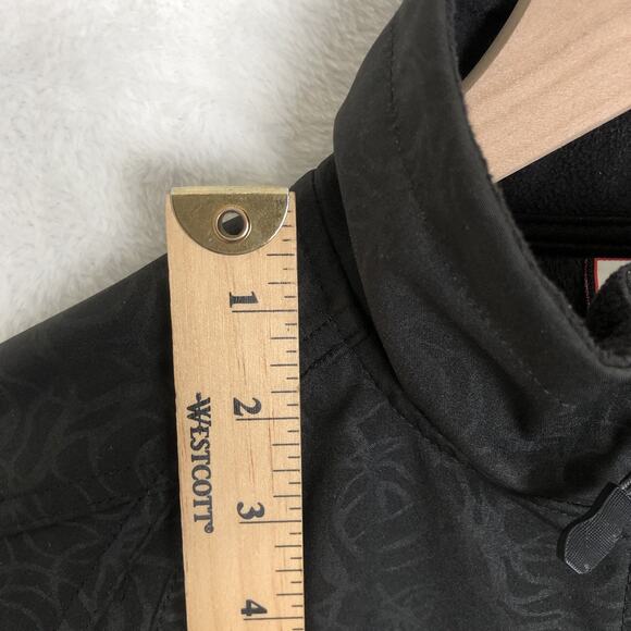 DOUBLE DIAMOND Jacket Women's Sz S Black Floral SOFT Fleece Lined Full Zip Mock - Picture 11 of 16